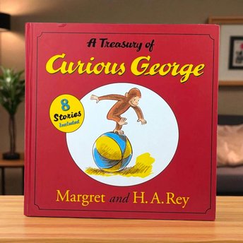 Vintage 2004 Curious George Treasury Hardcover 8 Stories Margret H.A. Rey Illustrated Children's Book Gift for Kids