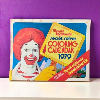 Vintage 1979 Ronald McDonald Coloring Calendar Secret Solver Decoder Kids Activity Collectible Fast Food Memorabilia