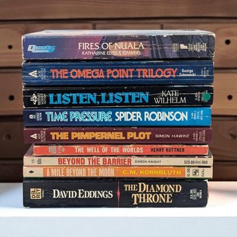 Vintage Sci Fi Fantasy Paperback Book Lot, Instant Library Collection, David Eddings Diamond Throne, 80s Book Decor, Book Collector Gift