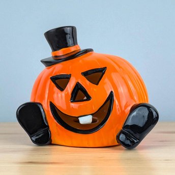 Vintage Halloween Jack O' Lantern Light, Ceramic Pumpkin, Light Up Decor, Retro Halloween, Collectible