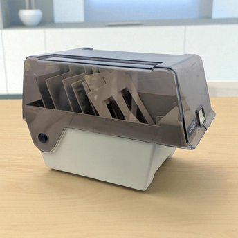Vintage Amaray Floppy Disk Storage Box: Smoked Lid, 5 Dividers