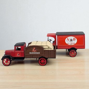 Vintage Anheuser-Busch Diecast Banks - ERTL Kenworth & Hawkeye Trucks - With Boxes