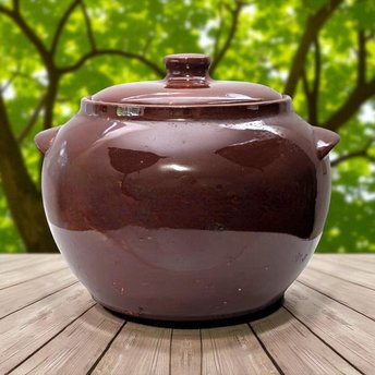 Vintage Watt Pottery Bean Pot 76 with Lid, 6.5" Tall, Brown Crock, Kitchen Decor, Farmhouse Style, Collectible Stoneware
