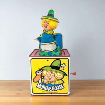 1971 Mattel Mother Goose Jack-in-the-Box, Vintage Toy, Working Musical Toy, Nursery Decor, Collectible Toy