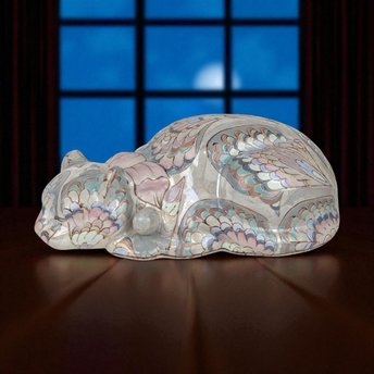 Vintage Ceramic Sleeping Cat Figurine Hand Painted Made in China Pet Lover Gift Decorative Animal Statue Shelf Decor