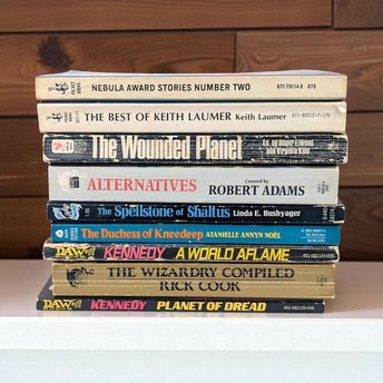 Vintage Sci-Fi Fantasy Paperback Lot of 9, 1960s-1990s Book Bundle, Keith Laumer and Cap Kennedy Adventures, Classic Pulp Sci-Fi Collection