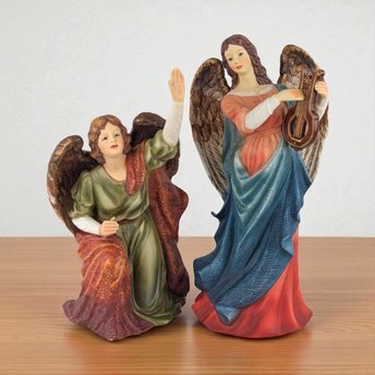 1999 Grandeur Noel Porcelain Angel Pair - Vintage Holiday Decor