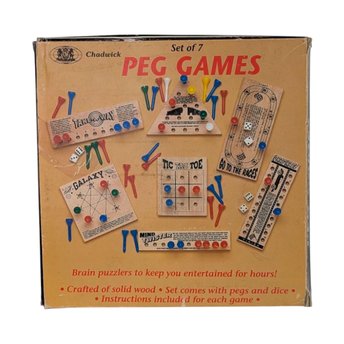 Vintage Chadwick Set of 7 Peg Games, 1980s Wooden Puzzles, Complete Game Set, Family Fun Gift