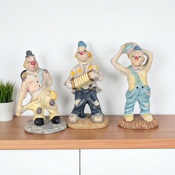 Set of 3 Vintage Ceramic Clown Figurines, Clown Collectibles, Whimsical Decor, Circus Clowns, Unique Gift