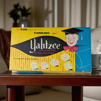 Vintage 1956 Yahtzee Game: Lowe Co. Collectible Dice Game