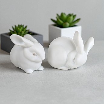 Dept 56 White Bunny Pair: Vintage Porcelain Rabbit Figurines for Easter Decor
