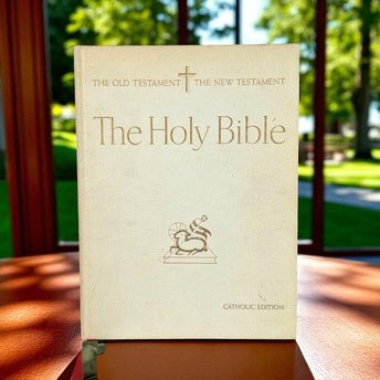 Vintage 1960 Catholic Holy Bible: Illustrated Old & New Testament