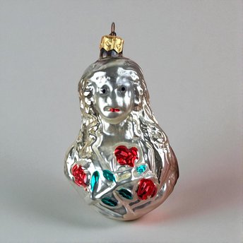 Vintage Inge-Glas Angel with Roses Christmas Ornament - German Glass Ornament