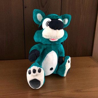 Vintage Nanco Bandit Green Raccoon Plush: Collectible Retro Toy