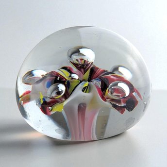 Vintage Multicolored Art Glass Paperweight: Unique Desk Decor (3"x3.75")