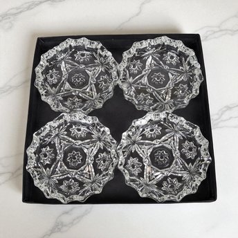 Vintage Anchor Hocking Ashtrays: Early American Prescut Pattern Glass, Set of 4