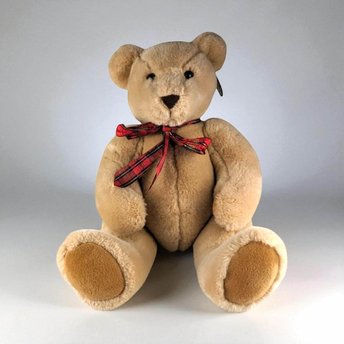 Vintage Polar Puff Jointed Teddy Bear: 18" Tan Plush Stuffed Animal