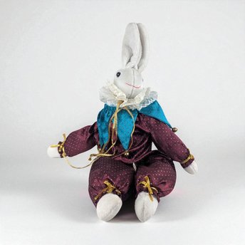 Vintage Harlequin Bunny Plush: Limited Edition Jester Rabbit Shelf Sitter