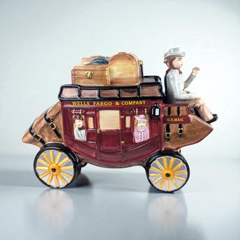Wells Fargo Stagecoach Cookie Jar: Ceramic Western Decor Collectible
