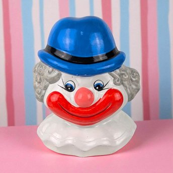 Vintage Ceramic Clown Head Bank: Whimsical Coin Savings Decor