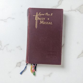 Vintage 1956 Saint Pius X Daily Missal, Traditional Latin Mass Catholic Prayer Book, Hardcover School Edition, Religious Gift