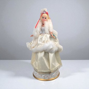 Vintage 1989 Happy Holidays Barbie Music Box: Enesco Ceramic Figurine