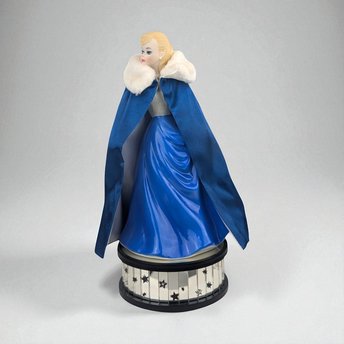 Vintage Enesco Barbie Music Box: Porcelain Figurine, Plays "Moon River"