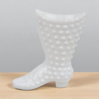 Vintage Fenton Hobnail Milk Glass Boot: Small Planter Trinket Dish