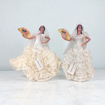 Vintage Spanish Flamenco Dancer Dolls: Lace Dress Folk Art Collectible