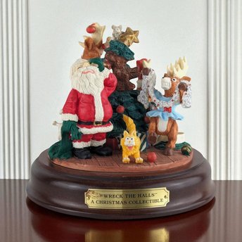 Vintage House of Lloyd Christmas Music Box: Wreck the Halls Santa Figurine