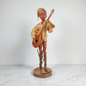 Tilso Banjo Player Figurine: Vintage Mid-Century Pixie Elf Doll