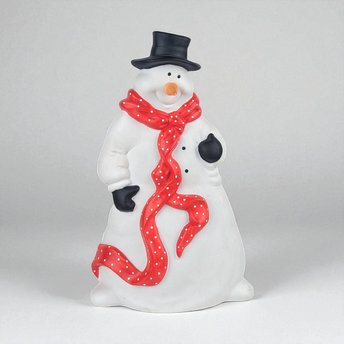 Vintage Dept 56 Ceramic Snowman: Large Holiday Figurine with Polka Dot Scarf