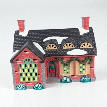 Dept 56 Stonehurst House, Snow Village 1988, Vintage Lighted Christmas Building, Retired D56 Ceramic House with Box, Holiday Decor