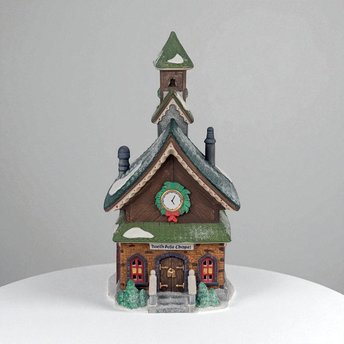 Vintage 1993 Dept 56 North Pole Chapel, North Pole Series Lighted Christmas Village Building, Holiday Church Decor
