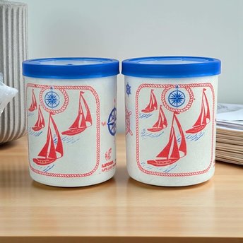 Vintage 1970s Liform Can Coolers: Set of 2 Nautical Boat Koozies