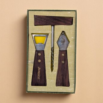 Vintage 1960s Jamaican Bar Set: Rosewood & Steel Barware Tools