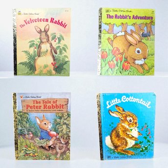 Vintage Rabbit Little Golden Book Lot: Classic Children's Storybook Collection