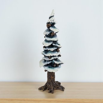 Vintage Dept 56 Pole Pine Tree: Cold Cast Porcelain Snowy Village Accessory