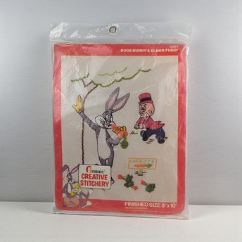 Vintage 1978 Bugs Bunny Embroidery Kit: Elmer Fudd Creative Stitchery Craft
