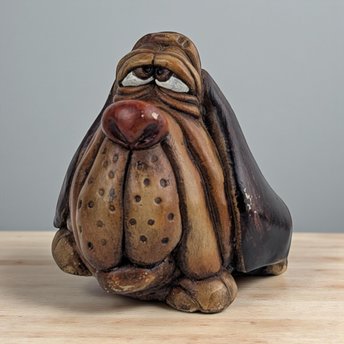 Vintage 1980 John Reya Dog: Sad Eyed Basset Hound Resin Figurine