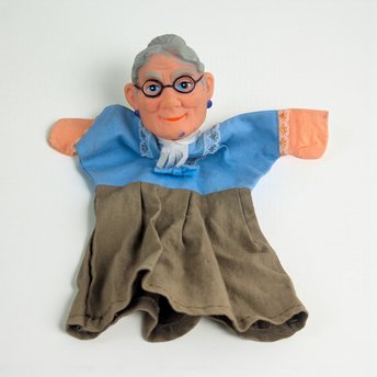 Vintage Grandma Hand Puppet: Rubber Head Storybook Character Toy