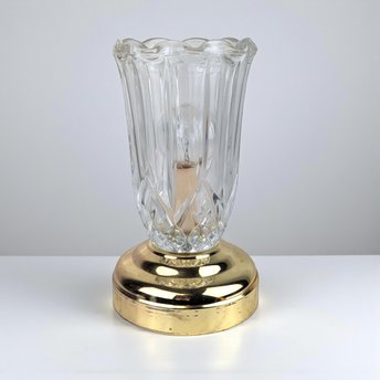 Vintage 1980s Cut Glass Lamp: Hollywood Regency Accent Light