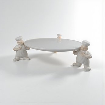 Vintage Dept 56 Three Bakers Cake Plate: Whimsical Chef Pedestal Stand