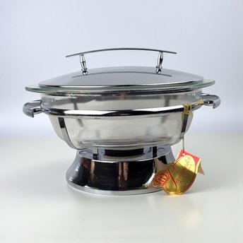 Vintage 1960s Serv-master Casserole Dish: 2 Quart Glass and Chrome Buffet Warmer with Box