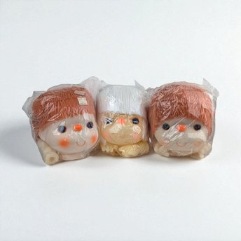 Vintage Set of 3 Large 6" Plastic Doll Heads and Hands Set: J.Shin Doll Making Supplies