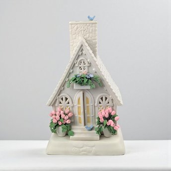 Vintage 2002 The Easter Chapel Tealight: Department 56 Bisque Porcelain Decor