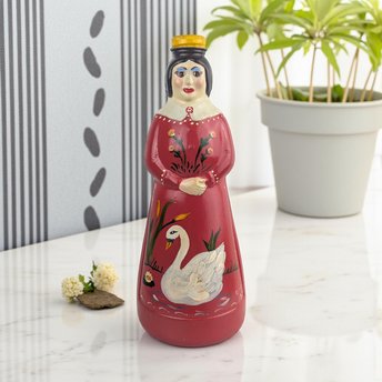Vintage 1983 Painted Mrs. Butterworth Bottle: Hand Painted Folk Art Decor