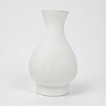 Vintage White Glass Lamp Shade: Crimped Edge Replacement Shape