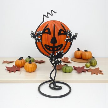 Vintage Dept 56 Jack-O'-Lantern Votive Holder: Glass Pumpkin Metal Stand