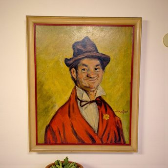 Vintage "Gay Philosopher" Print: Henry Major "Why Worry?" Framed Art